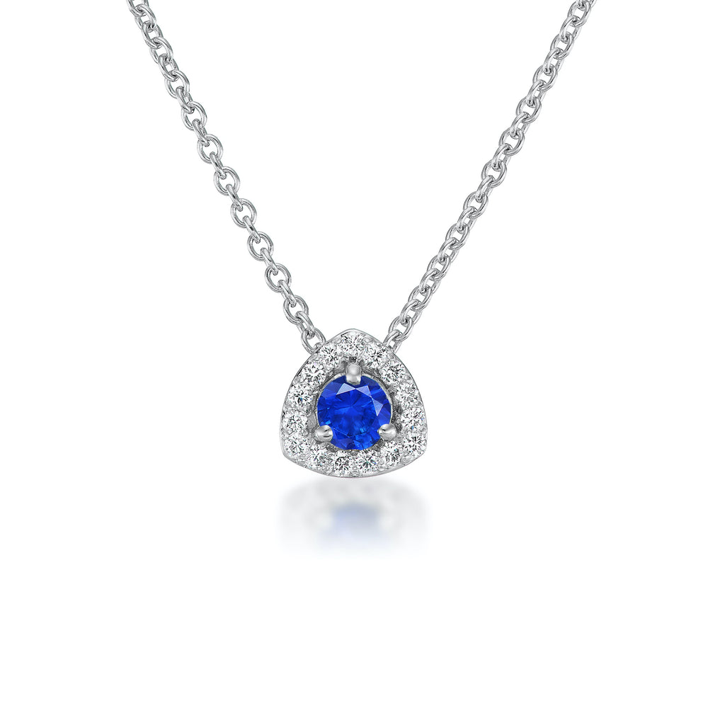 Sapphire and Diamond Halo Pendant