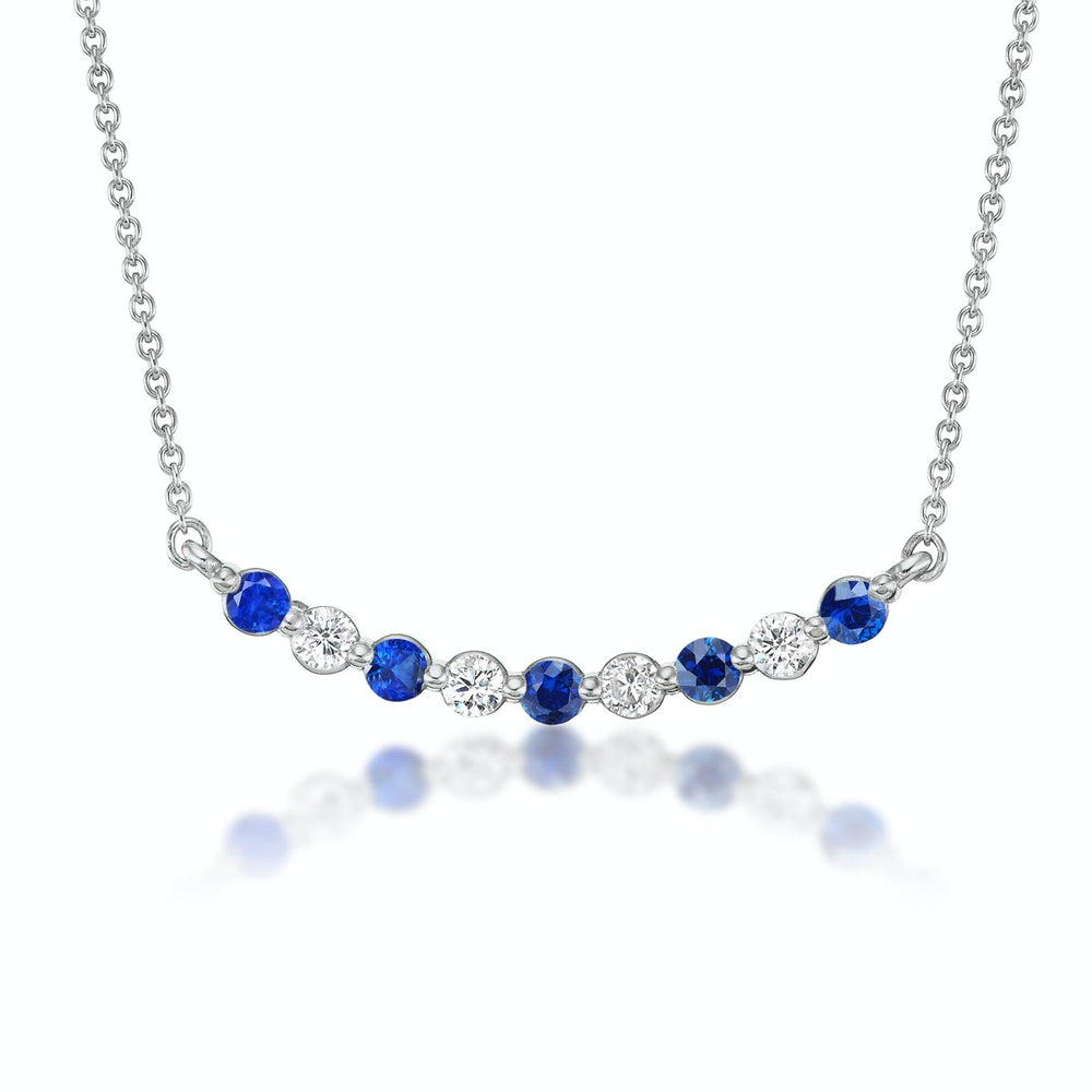 Curved Sapphire and Diamond Bar Necklace