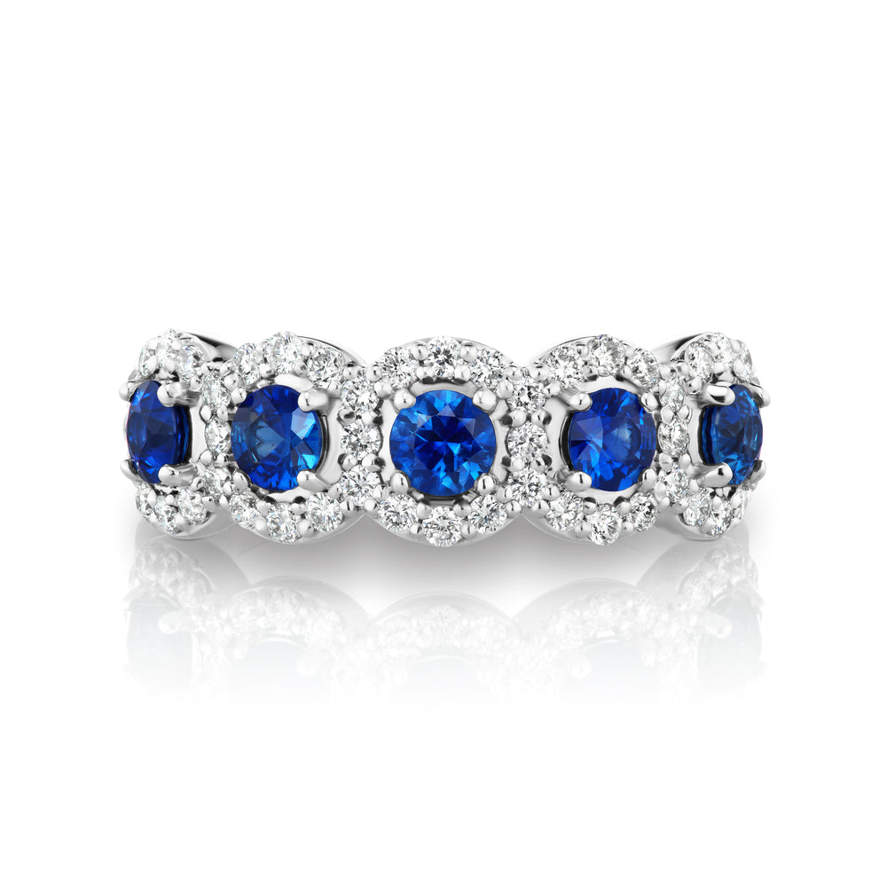 Barmakian Sapphire and Diamond Halo Band