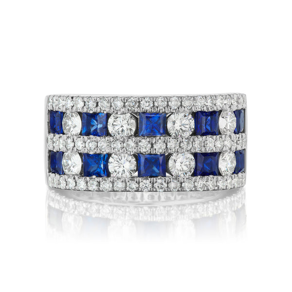 Barmakian Wide Sapphire and Diamond Band