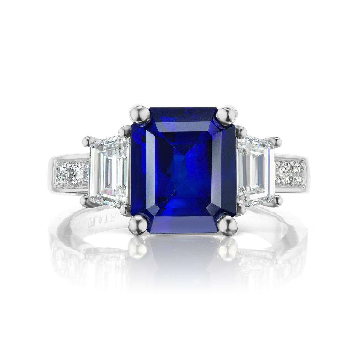 Barmakian Emerald Cut Sapphire and Diamond Ring