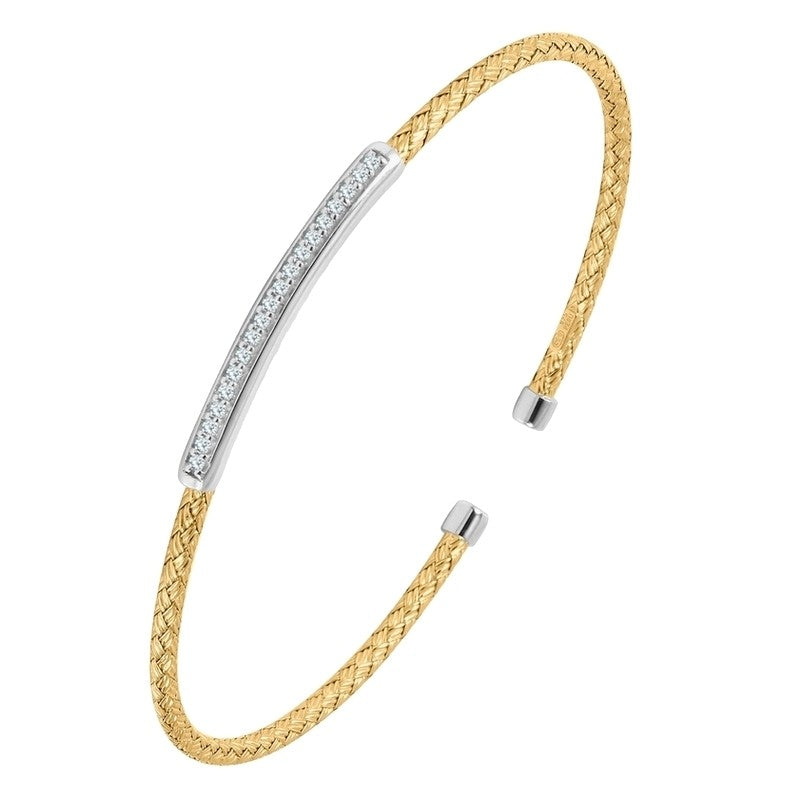 Charles Garnier Sterling Silver & 18kt Yellow Gold Plated Cuff Bracelet