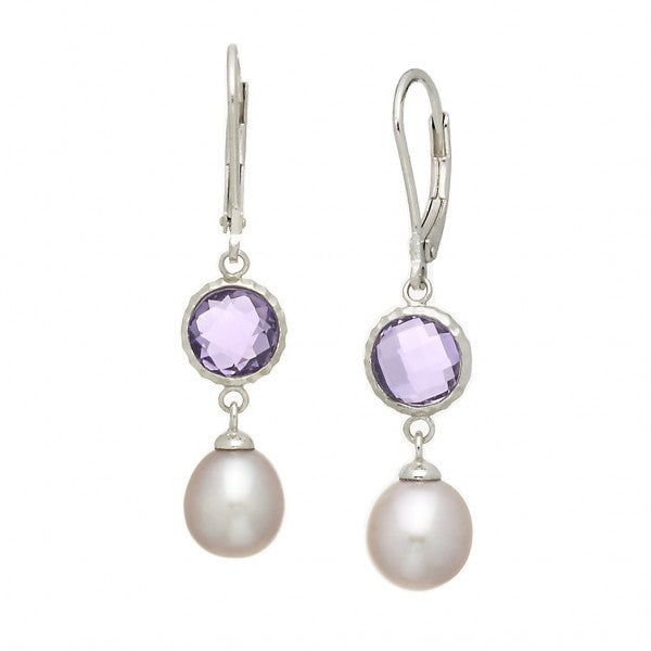 Freshwater Pearl and Amethyst Earrings