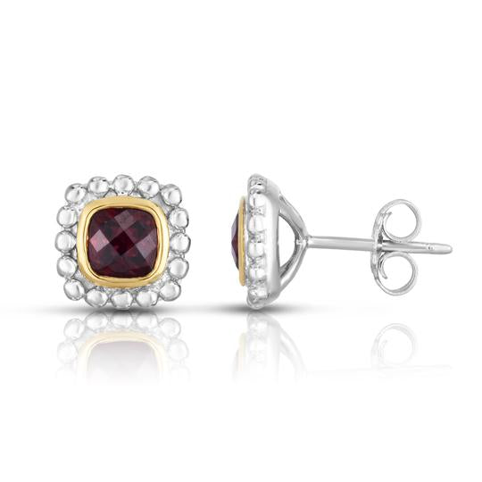 Phillip Gavriel Silver Garnet Quadra Earrings