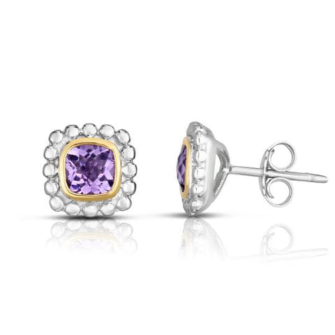 Phillip Gavriel Silver Amethyst Quadra Earrings