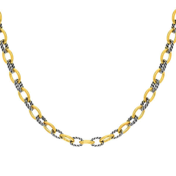 Phillip Gavriel Silver & 18kt Gold Oval Paperclip Link Necklace