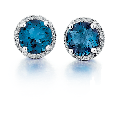 London Blue Topaz and Diamond Stud Earrings