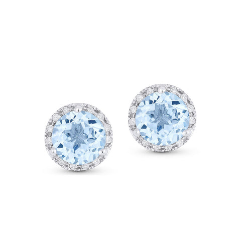 Swiss Blue Topaz and Diamond Stud Earrings