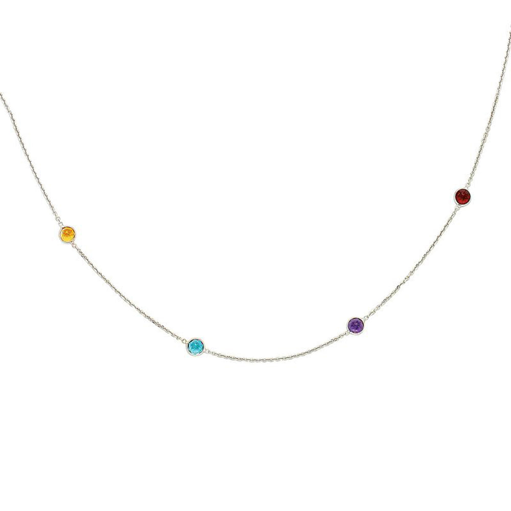 Multi Semi-Precious Bezel Set Necklace