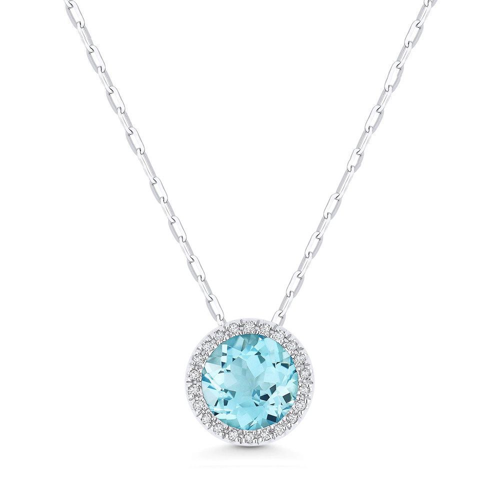 Blue Topaz and Diamond Pendant