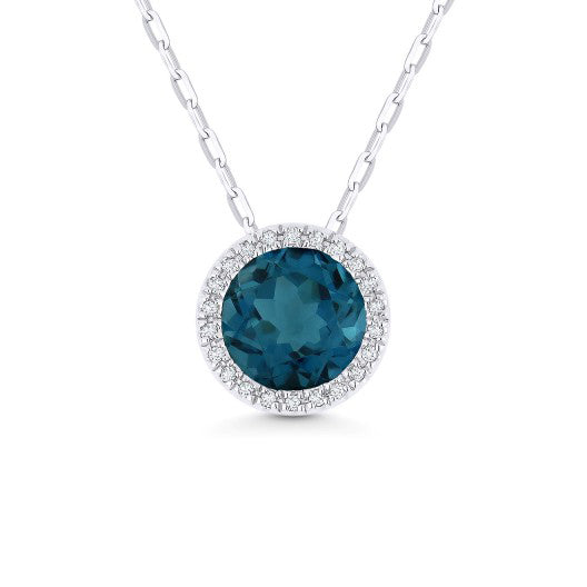 London Blue Topaz and Diamond Pendant