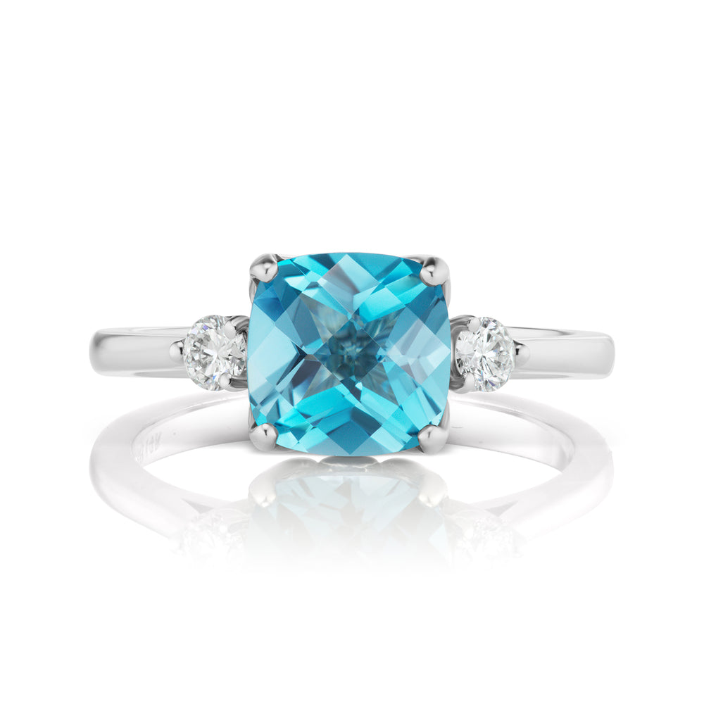 Barmakian London Blue Topaz and Diamond Ring