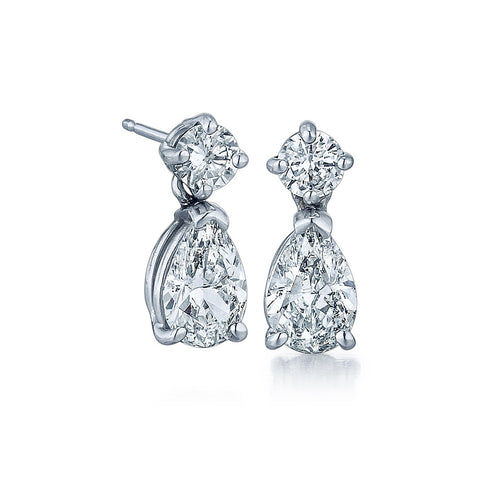 Pear Shape Diamond Drop Earrings