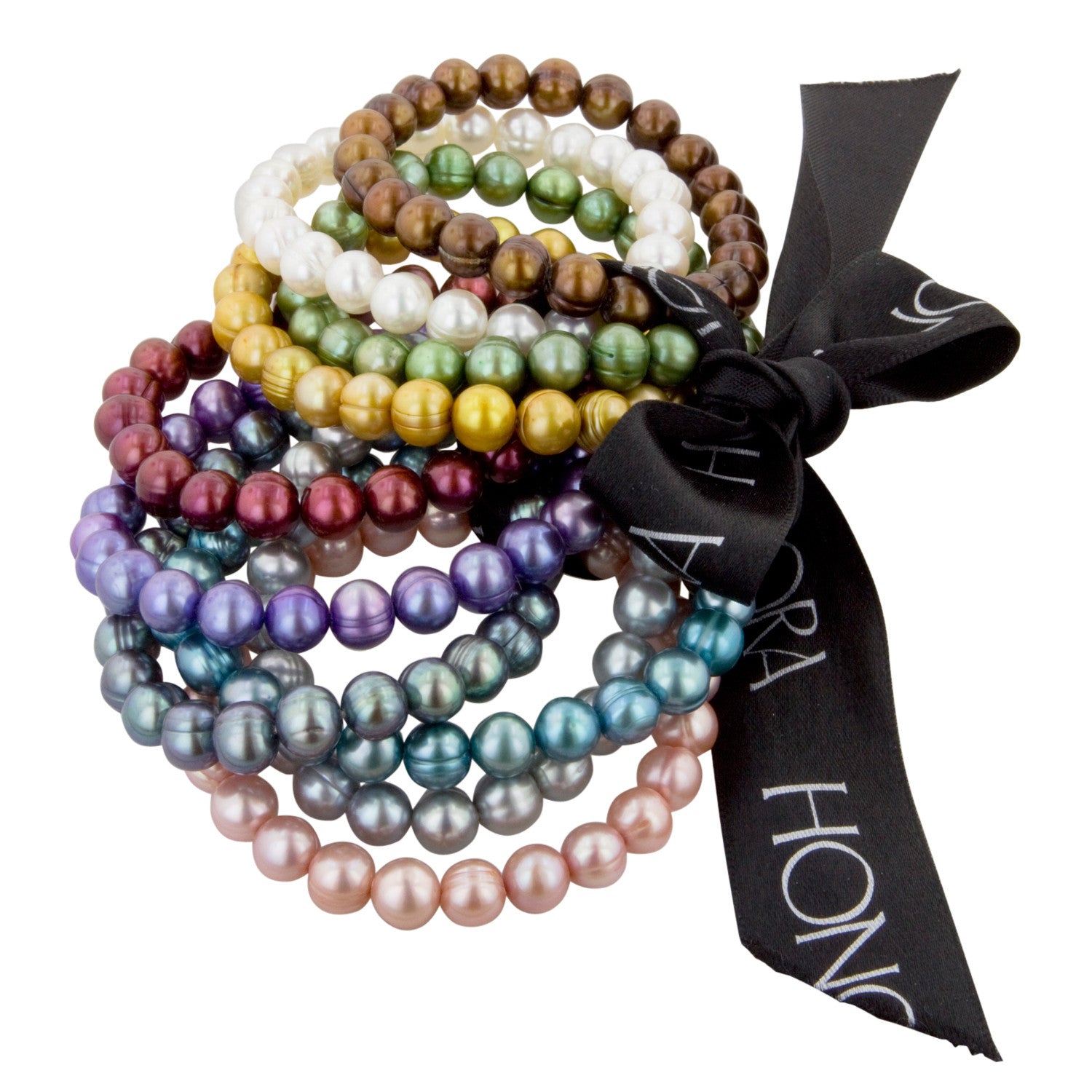 Barmakian Honora set of 10 colored freshwater pearl bracelets