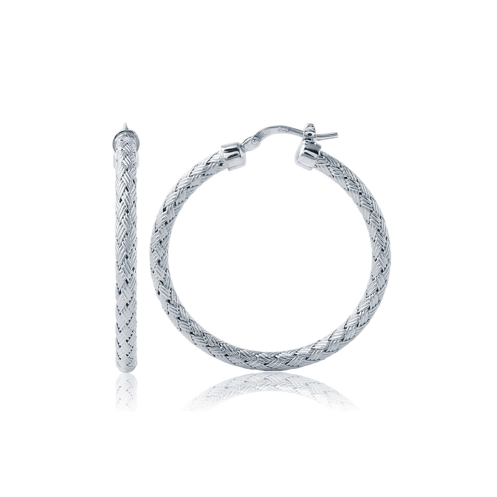 Sterling Silver Woven Hoop Earrings