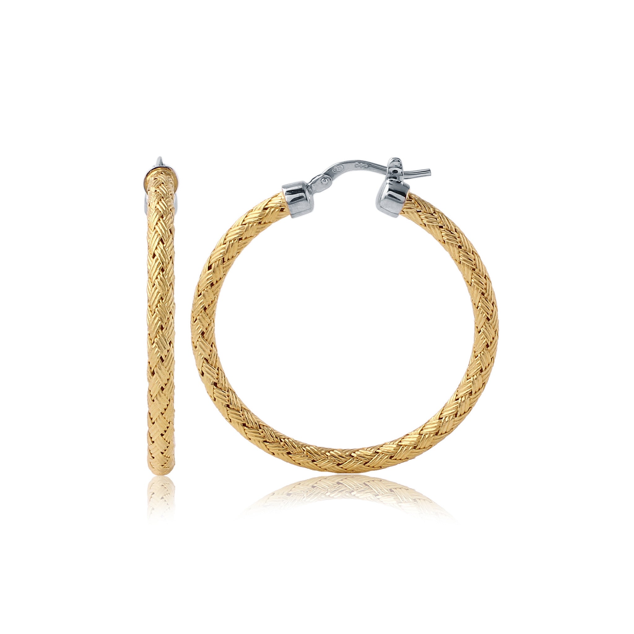 Sterling Silver & 18kt Gold Plated Woven Hoop Earrings